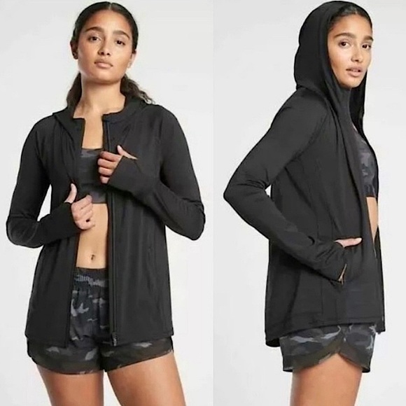 Athleta Pacifica Illume UPF Relaxed Jacket Full Zip Black Small - Picture 1 of 11